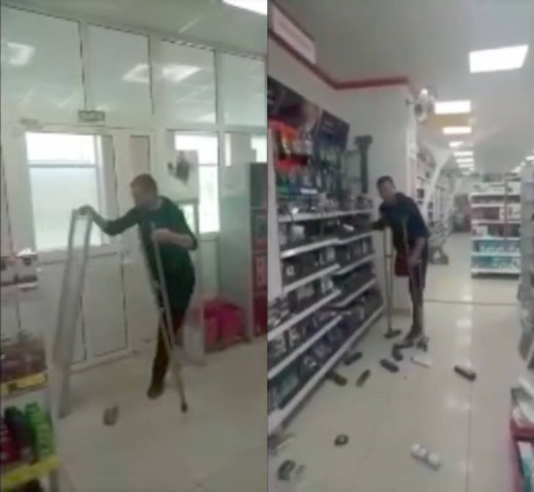 Одноногий инвалид отомстил «Магниту», разгромив супермаркет