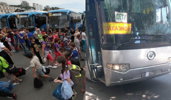Экономят на парковке? Автобусы Минобразования перевозили детей в лагерь с заклеенными номерами