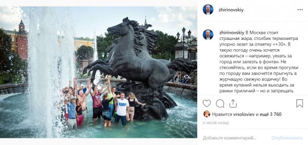 Дурной пример заразителен - Жириновский призвал россиян купаться в грязных фонтанах